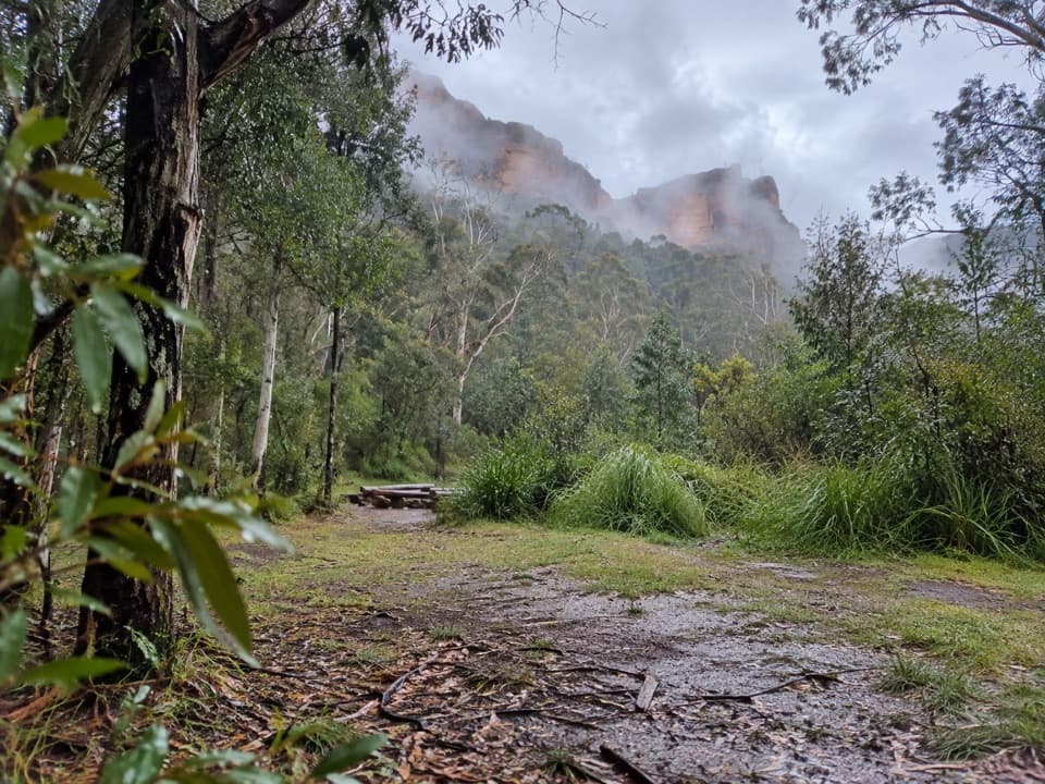 Burra Korain Flat campground in Blue Mountains National Park