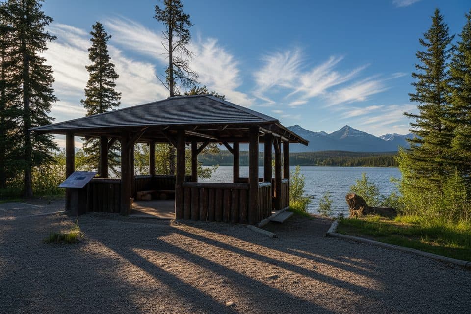 Pyramid Lake Island Picnic Shelter in Jasper National Park