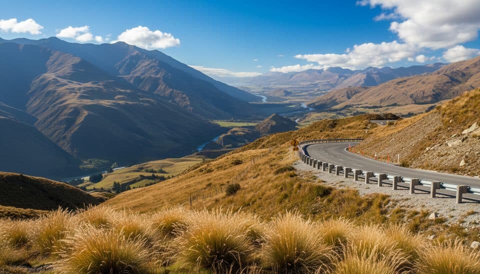Crown Range Scenic Lookout in Queenstown-Lakes District, New Zealand