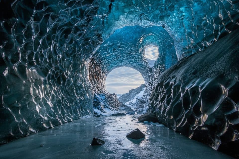 Ice cave near Jökulsárlón in Vatnajökull National Park