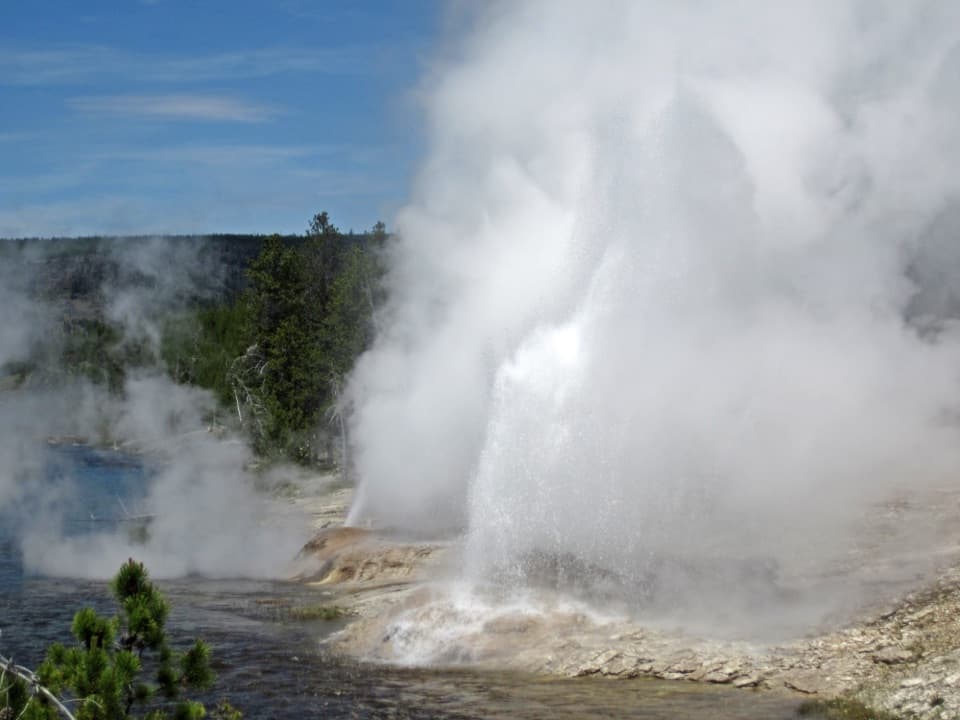 Fan and Mortar Geysers in Yellowstone National Park