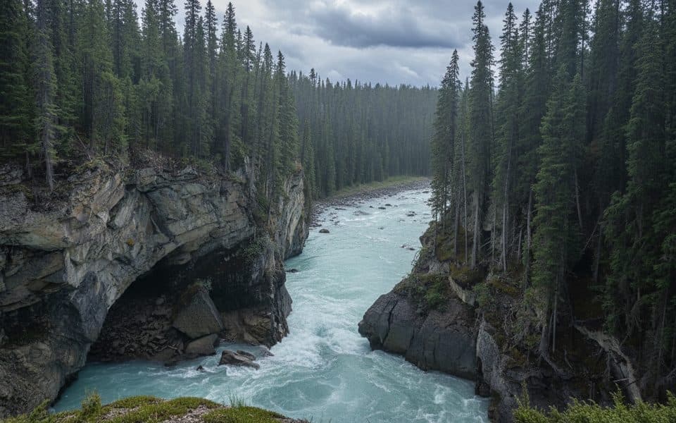 Sunwapta Falls Lower Canyon in Jasper National Park