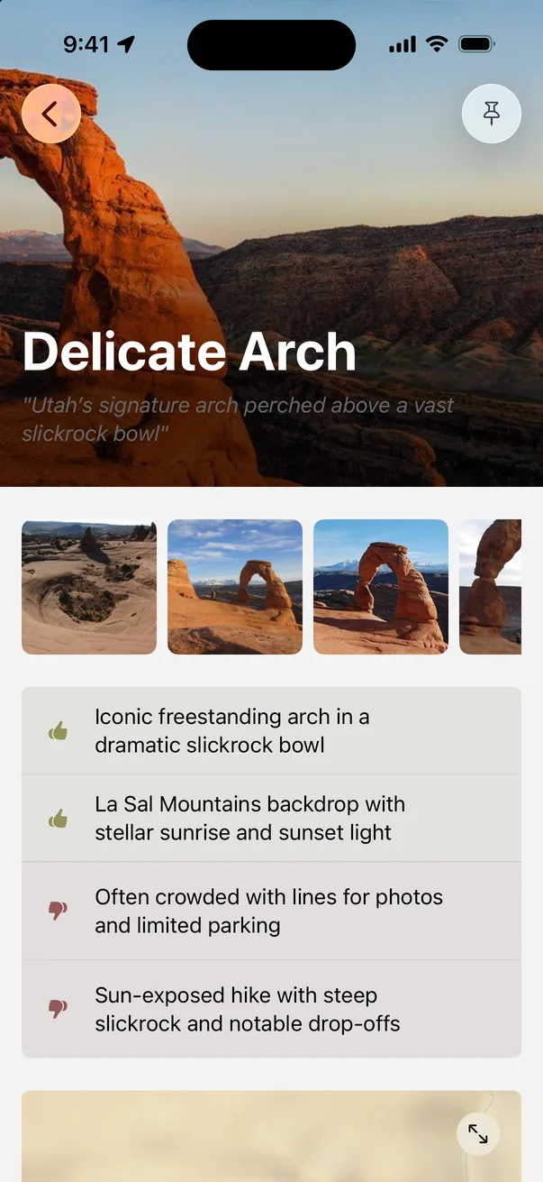 Delicate Arch in Parkwolf with pros and cons, including the sun-exposed climb and crowds