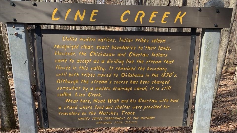 Line Creek Historical Marker in Natchez Trace Parkway